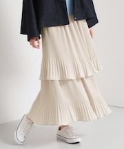 【セレモニーにもカジュアルにも】2段ティアードプリーツスカート
