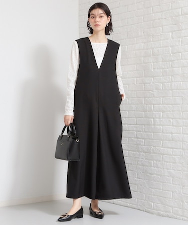 【セレモニーにもカジュアルにも】Vネックオールインワン