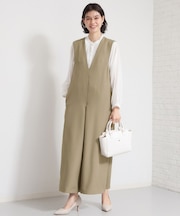 【セレモニーにもカジュアルにも】Vネックオールインワン