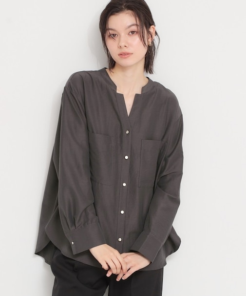 Wポケット金ボタンシャツ