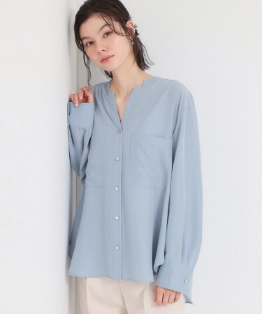 Wポケット金ボタンシャツ