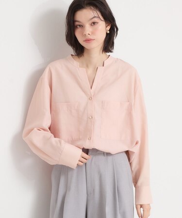 Wポケット金ボタンシャツ