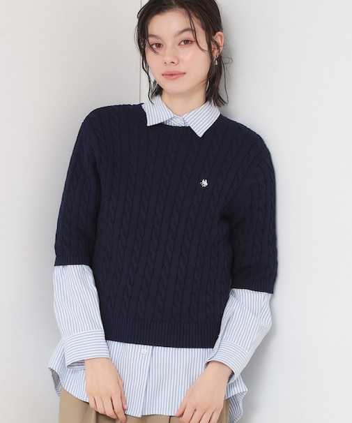 【POLO BCS 別注】5分袖ケーブルニット