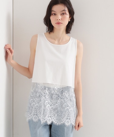 裾レースタンクトップ