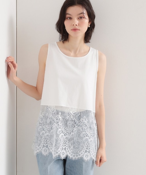 裾レースタンクトップ
