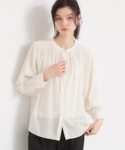 ヴィンテージサテンギャザーブラウス