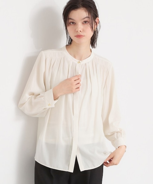 ヴィンテージサテンギャザーブラウス