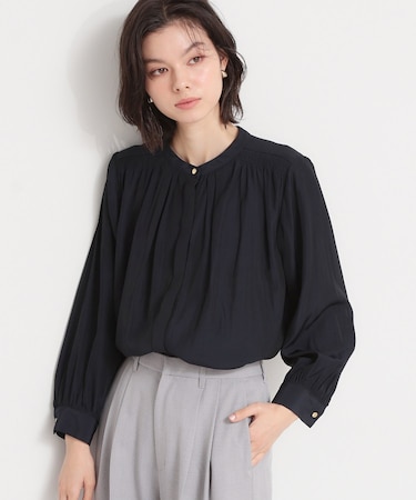 ヴィンテージサテンギャザーブラウス