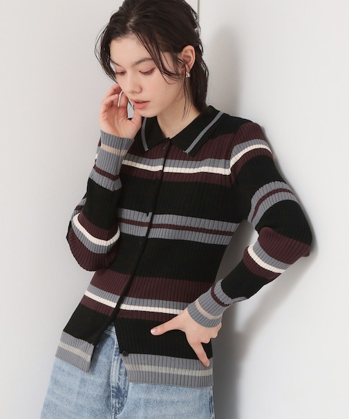 衿付マルチボーダーニット