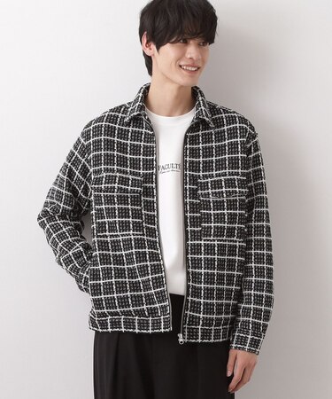 【カジュアルに上品さをプラス】変わり織ツイードブルゾン　洗濯機OK