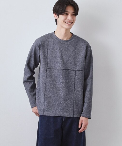 ダンボール ステッチ切替デザイン 長袖Tシャツ 洗濯機OK