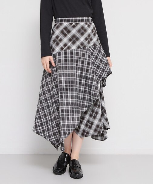 チェックアシンメトリースカート