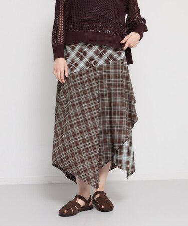 チェックアシンメトリースカート