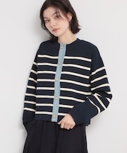 デニム切替カーディガン