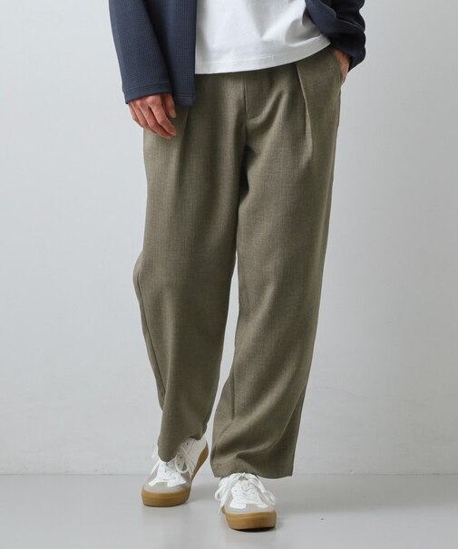 【LINO FINE】リネンライク　ワイドイージーパンツ  UVカット/イージーケア/吸水速乾/洗濯機OK