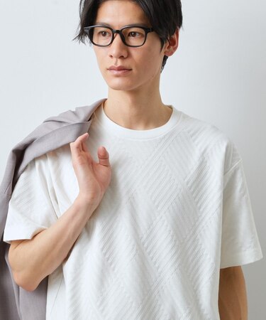 【ジャケットインにもおすすめ！】ジャカード リンクス半袖Tシャツ 洗濯機OK