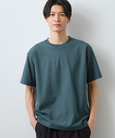 【ジャケットインにもおすすめ！】ジャカード リンクス半袖Tシャツ 洗濯機OK