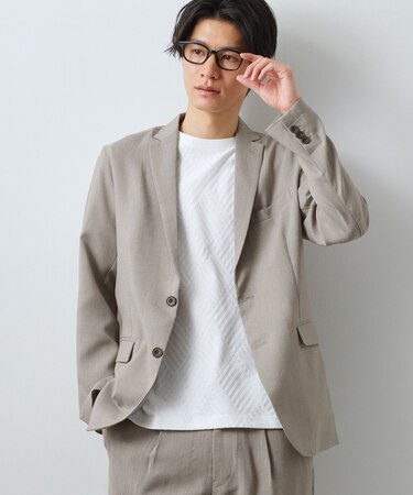 【LINO FINE】リネンライク テーラードジャケット UVカット/イージーケア/吸水速乾/洗濯機OK
