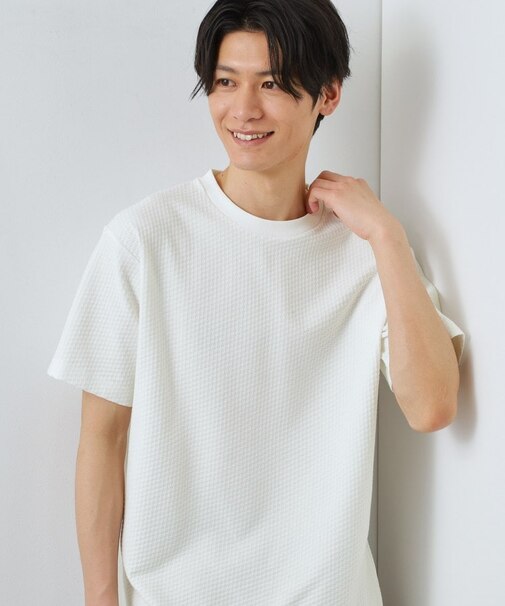 【カジュアルすぎないキレイめTシャツ】ハニカム リンクス半袖Tシャツ 洗濯機OK