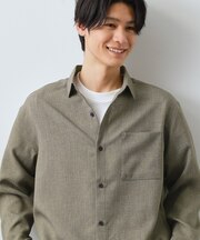 【LINO FINE】リネンライク 長袖シャツ UVカット　イージーケア　吸水速乾　洗濯機OK