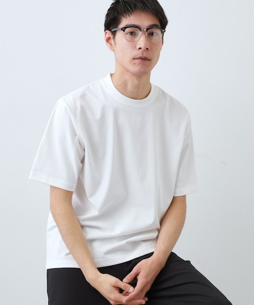 【ジャケットインにおすすめ】ビジネス半袖Tシャツ 洗濯機OK/襟高