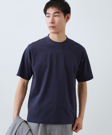 【ジャケットインにおすすめ】ビジネス半袖Tシャツ 洗濯機OK/襟高