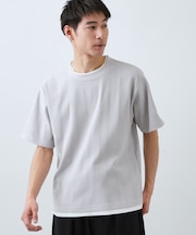【ラクして決まる！】レイヤード風半袖Tシャツ　洗濯機OK