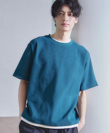 【ラクして決まる！】レイヤード風半袖Tシャツ　洗濯機OK