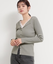 レースレイヤードリブニット