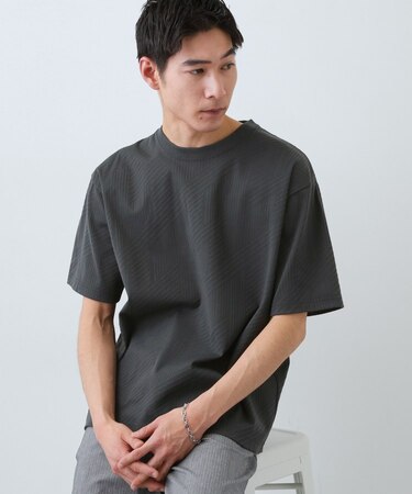 【無地だと少し物足りないという方へ】ジオメトリック柄 半袖Tシャツ 洗濯機OK