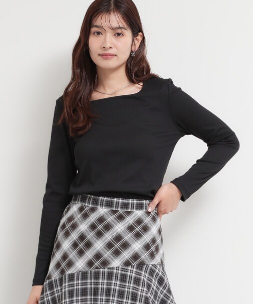 スクエアネックテレコトップス