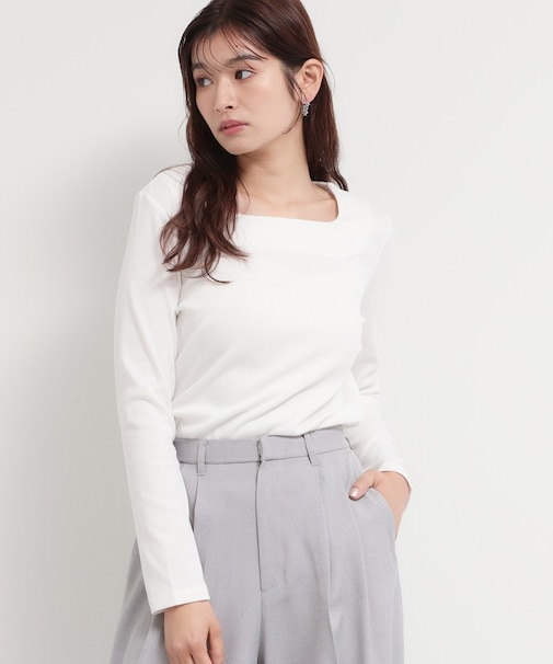 スクエアネックテレコトップス