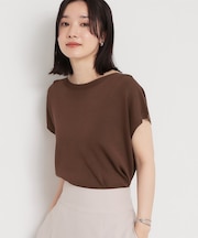 【S-XL/ひんやりタッチ】多機能フレンチスリーブニット 洗濯機OK/UVケア/毛玉になりにくい