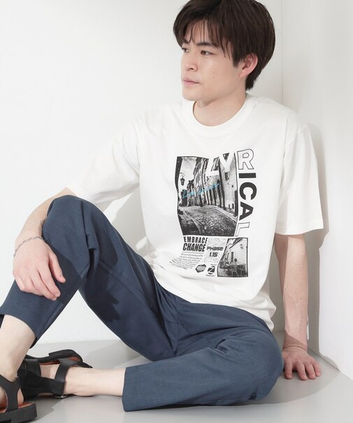 【夏コーデの主役に】グラフィックコットン半袖Tシャツ CAT／LANDSCAPE