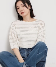 フリルレースボーダートップス