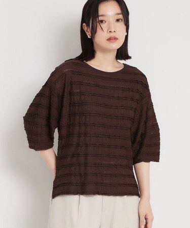 フリルレースボーダートップス