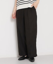 【洗える】 麻調ワイドパンツ