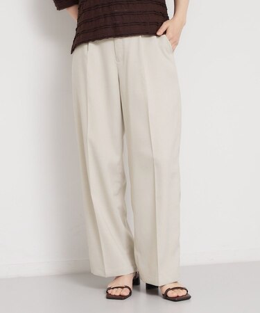 【洗える】 麻調ワイドパンツ