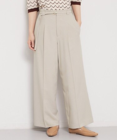 麻調共ベルト付ワイドパンツ
