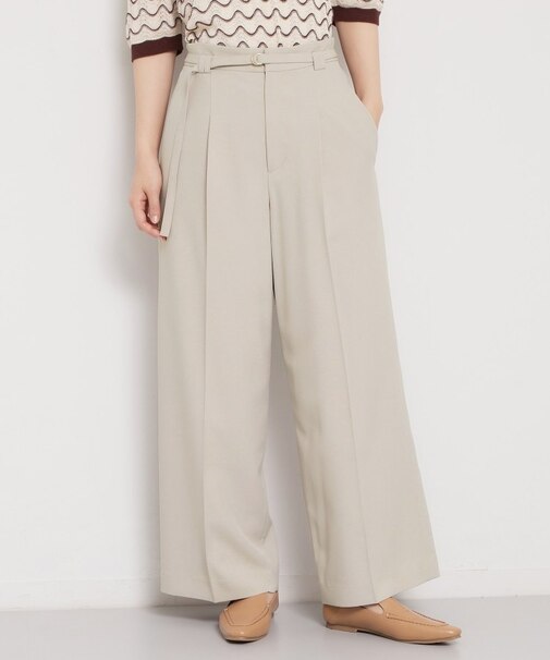 麻調共ベルト付ワイドパンツ