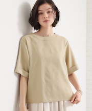 【二の腕カバーに】 さらり麻調メッシュブラウス