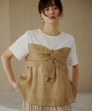 【ひんやり／吸水速乾／UV】ビスチェ風 切り替えTシャツ