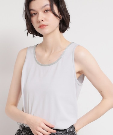 【ひんやり/吸水速乾/UVカット】顔周りがぱっと華やぐ きらり艶めくタンクトップ