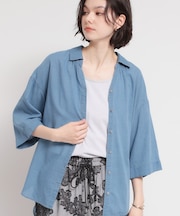 ポジティブカラーが映える　バイオウォッシュバックギャザーシャツ