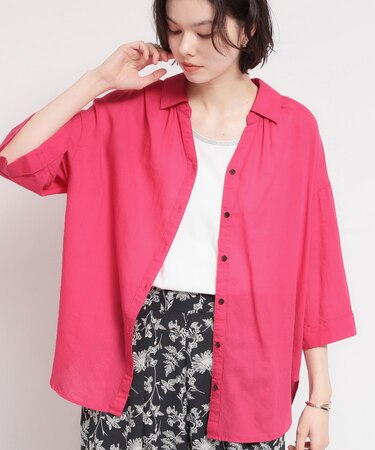 ポジティブカラーが映える　バイオウォッシュバックギャザーシャツ