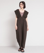 ラクに着られてすっきり見え シャーリングサロペット