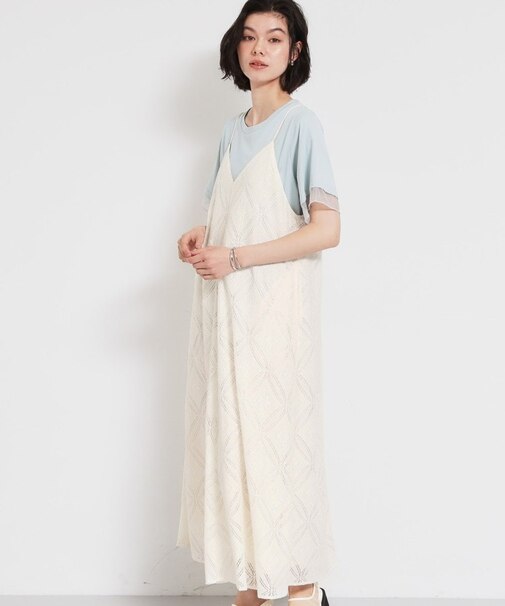 ほんのり品の良い甘さ レースキャミワンピース
