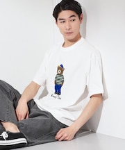 クマ サガラ刺繍 半袖Tシャツ 【洗濯機OK】