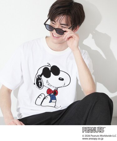 PEANUTS ／ ピーナッツ スヌーピー さがら刺繍 半袖Tシャツ