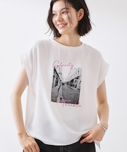 【ひんやり/防しわ/UV/吸水速乾】さらりと軽やかに着られる プリントTシャツ